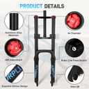 Air Suspension Fork 20 inch 4.0 Fat Tire Double Shoulder Snow Bike Beach Bike E-Bike Mountain Bike, 180mm 7.09″ Travel 135mm 5.31″Spacing Hub Straight Tube MTB Manual Lockout 9mm 0.354″ QR