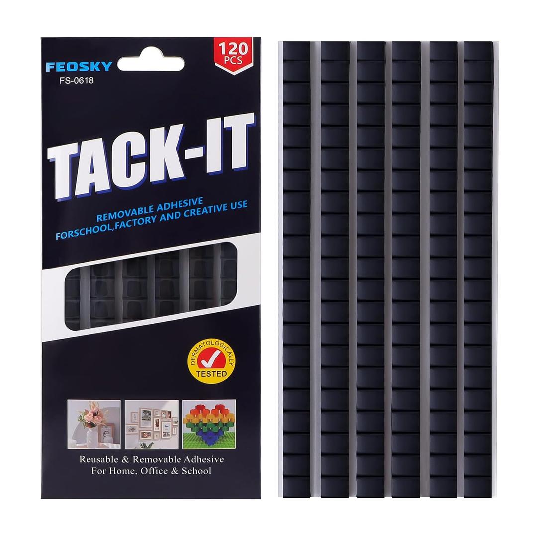 Feosky Adhesive Poster Sticky Tack Putty, Reusable and Removable Adhesive Putty, 120PCS, Mounting Putty for displaying Wall Paintings, Museum Art Photography, Picture, Crafts (Blue, Pack of 3)