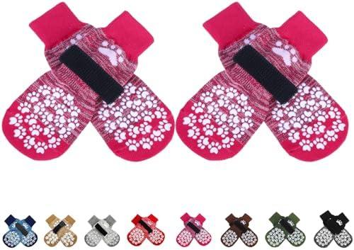 EXPAWLORER Anti Slip Dog Socks to Prevent Licking Paws, Dog Shoes for Hot Pavement, Dog Booties for Small Medium Large Senior Dogs, Traction Control Boots & Paw Protectors for Hardwood Floors Rose.Size: S