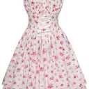 Scarlet Darkness Women Corset Floral Dress Spaghetti Strap Mini Sundress for Teens, Size L