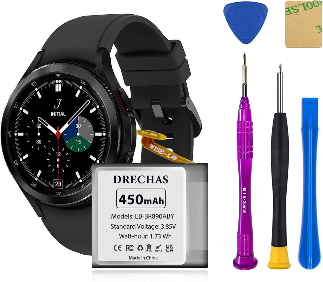 [450mAh] Battery for Samsung Galaxy Watch 4 Classic EB-BR890ABY SM-R890 SM-R895 (46mm)/Galaxy Watch 4 SM-R870 SM-R875 SM-R875U (44mm) with Repair Tool Kits