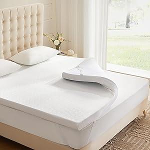 2 Inch Memory Foam Mattress Topper Twin, Memory Foam Pad with Removable & Washable Cover, Bed Topper for Back Pain, Non-Slip Ventilated Design, Twin Size