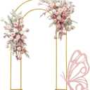 Open Arch Backdrop Stand,Double Arch Frame U Shaped Wedding Arches for Wedding Ceremony Birthday Party Bridal Baby Shower Photo Booth Garden Floral Balloon Arch Decoration (7.2x4.4FT(HW), Gold)