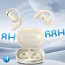 Wireless Earbuds Bluetooth Headphones - 3-in-1 Translation Earbuds Real Time - Open Ear Language Translator Earbuds - HD Sound, 68H Long Playtime, IPX5 Waterproof Ear Buds for Workout/Sports, Beige