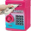 Refasy Piggy Bank Cash Coin Can ATM Bank Electronic Coin Money Bank for Kids Age 3-12, Money Savings Box Mini ATM Coin Bank Toys Gifts for 3 4 5 6 7 8 9 10 11 12 Year Old Boys Girls (Rose Red)