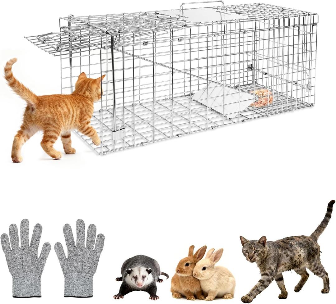 Humane Live Animal Trap Cage 26" × 9" × 10",Heavy-Duty Live Catch Cage for Raccoon, Squirrel, Stray Cats, Groundhogs, Armadillos, Opossums, Rabbits, Skunk, Mole, Small Wildlife Control