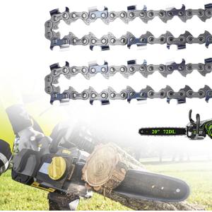 20 Inch Chainsaw chain 3/8" LP Pitch .050" Gauge 72 Drive Links2 Pack Replacement Chainsaw Fits Echo,Makita and More