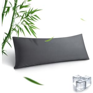 Body Pillowcase, Cooling Viscose from Bamboo Pillow Cover with Zipper Closure, Soft Moisture-Wicking for Hot Sleepers, Hair and Skin-Friendly, Gray, 1 Pack, Size: Body