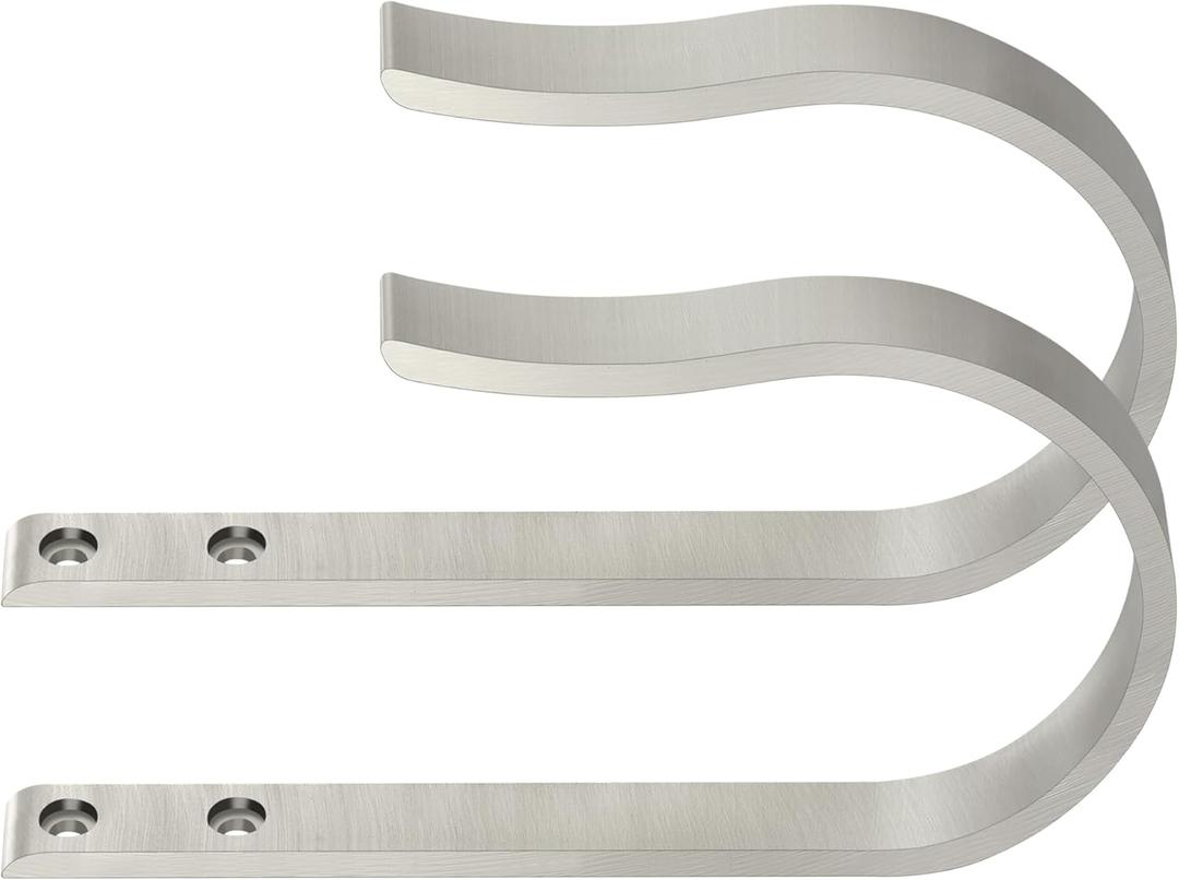 Brushed Nickel Curtain Drapery Holdbacks,2Pcs Solid Aluminum U Shaped Wall Mounted Curtain Tiebacks