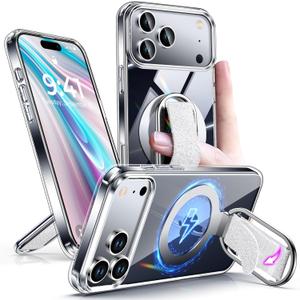 Shields Up for iPhone 17 Pro Max Case with Stand, 17 Pro Max Phone Case Clear with Ring Holder & Phone Grip [Compatible with MagSafe] Shockproof Protective Cover for iPhone 17 Pro Max 6.9 inch, Clear