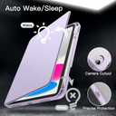 JETech Rotating Case for iPad (A16) 11th/10th Generation (2025/2022) with Pencil Holder, 360 Degree Rotation Protective Stand Cover Clear Back, Auto Wake/Sleep (Light Purple)