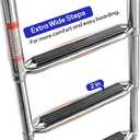 4 Step Pontoon Boat Ladder, 316 Stainless Steel Folding Telescoping Ladder Rear Entry Inboard Ladders All Welded Reinforce Heavy Duty Swim Deck Ladder Wide Steps Safe Handrails