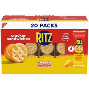 RITZ Cheese Sandwich Crackers, Lunch Snacks, 20 Snack Packs (EXP 07/27/25)