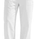 Linen Pants Men Casual Elastic Waist Drawstring Loose Straight with 4 Pockets (White, XL)