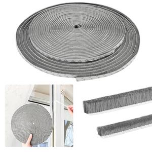 succulentlovers 66 Ft Self-Adhesive Door Soundproofing Strip - 2PCS Brush Weather Stripping Door Seal Includes 0.35" & 0.2" Thick Window Seal Strip Sound Proofing for Door & Window