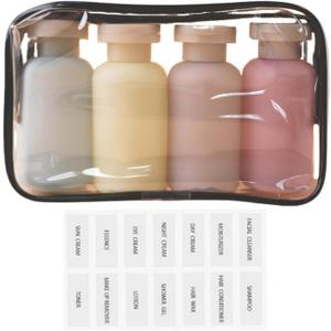 3.4oz Travel Shampoo Bottle with Flip Cap, Leak Proof Plastic Squeeze Bottles, Reusable Empty Travel Shampoo and Conditioner Bottles for Creams, Lotion, Foundation, Conditioner (Garden Series, 4Pcs)