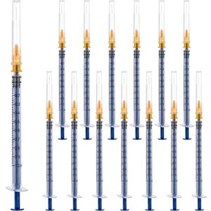 100 Pack 1ml 25 Gauge 1 inch Disposable Syringes with Needle 1cc Luer Slip Syringe for Scientific Lab Use, Individually Wrapped