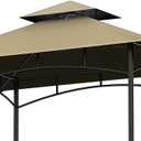 Grill Gazebo Replacement Canopy Top, 5'x8' Top Double Tiered Replacement Canopy Roof, Grill Shelter Cover Roof Fit for Gazebo Model L-GG001PST-F (Khaki)