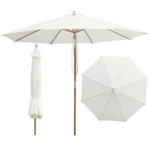 SUNNYARD 10FT Bamboo Patio Umbrella, UPF50+ Outdoor Umbrella, Off White