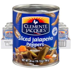 Clemente Jacques Sliced Jalapeo Peppers, 28 oz (Pack of 12) (EXP 08/28/26)