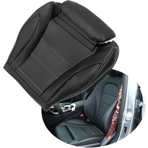 Driver Side Bottom Microfiber Black Leather Seat Cover Perforated Compatible with Mercedes Benz C C250 C300 C350 C350e C400 GLC300e 4-Door 2015 2016 2017 2018 2019 2020 2021