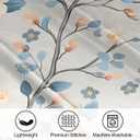 Satin Pillowcase Flower Blue Satin Pillow case for Hair and Skin 20 x 30 Inches Smooth Pillow Covers Pillow Cover with Envelope Closure (Queen)