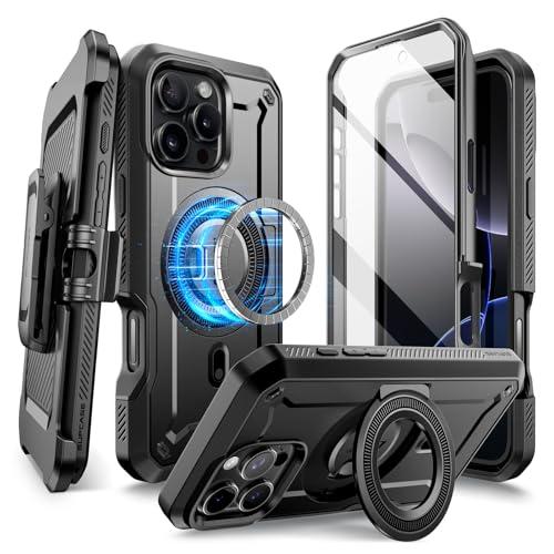 SUPCASE for iPhone 16 Pro Max Case with Stand (UBPro Mag), [Support MagSafe] [Built-in Screen Protector & Belt Clip] [Military-Grade Protection] Magnetic Phone Case for iPhone 16 Pro Max 6.9'', Black