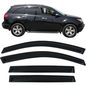 IKON MOTORSPORTS Tape On External Window Visor, Compatible with 2007-2013 Acura MDX, Slim Style Acrylic Black Sun Rain Wind Guards Cover 4Pcs Set