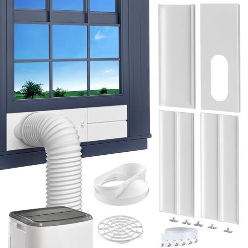 Cestluck Portable AC Window Vent Kit, with 5.9” Exhaust Hose, 5.9" Coupler and Bird Guard, Adjustable Air Conditioner Window Seal Kit Length Range (17” to 63”), Universal Sliding AC Vent Kit