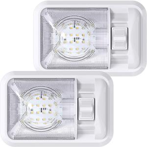 2 Pack 12V RV Ceiling Dome Light RV Interior Lighting for Trailer Camper with Switch, Single Dome 300LM (Natural White 4000-4500K, 2-Pack)