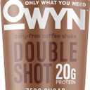 OWYN Only What You Need Double Shot Vanilla Latte Flavored Protein Shake, 20g Protein, 0g Sugar, 3g Fiber, 180mg Caffeine, Dairy Free, Plant Based Protein Drink, 12 Count, Best By: 13 OCT 2026