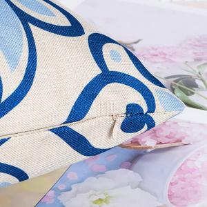 Blue and Yellow Throw Pillow Covers 18x18 Set of 2 Navy Yellow Grey Gray Boho Geometric Flower Pattern Print Decorative Pillowcases Farmhouse Outdoor Square Cushion Cases Decor for Sofa Bed Couch