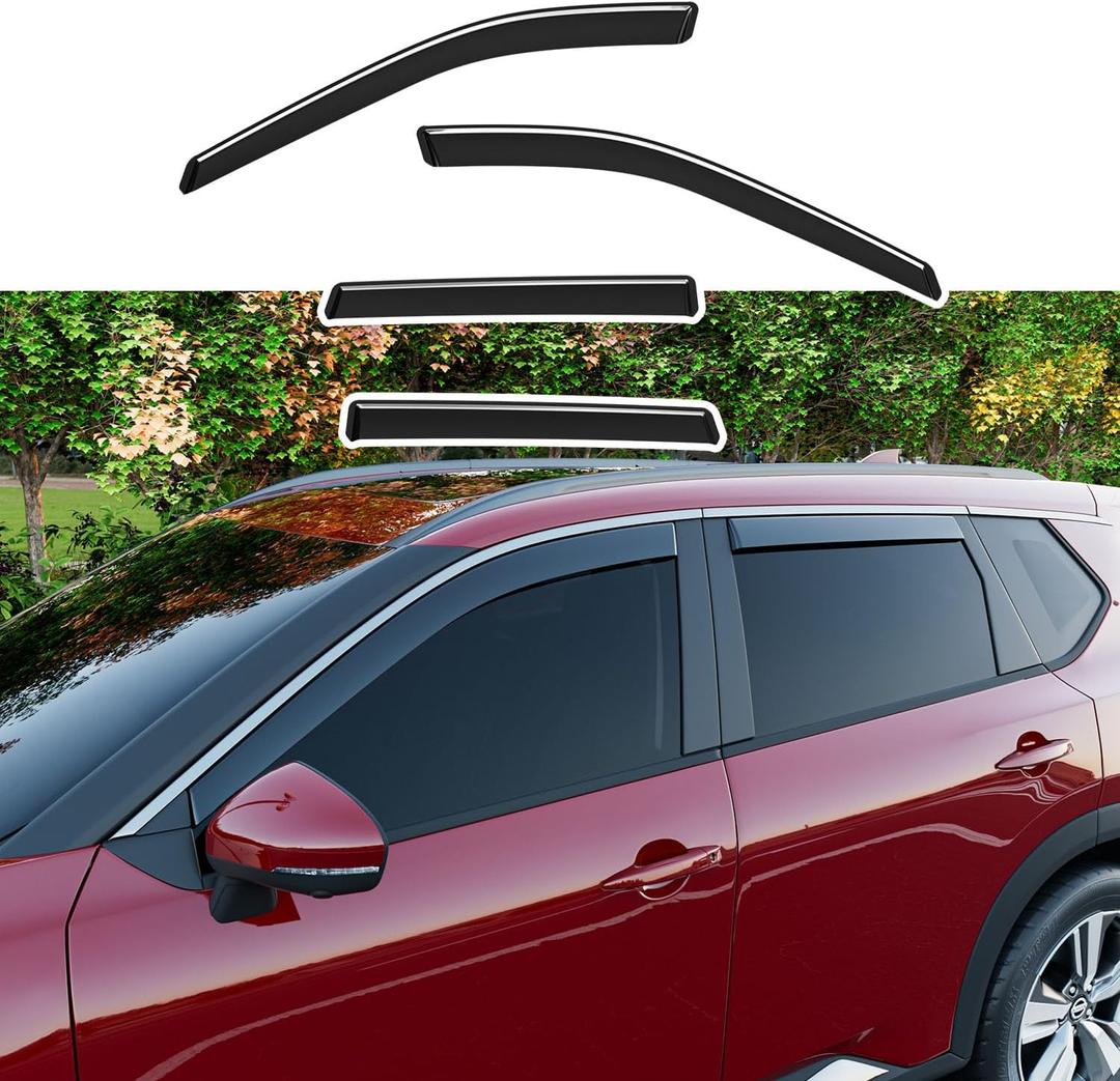 Xipoo Side Window Visor Deflector Compatible with 2021-2025 Nissan Rogue X-Trail Rain Deflector 4Pcs Window Visors Replacement for 2021-2025 Nissan Rogue Accessories (Compatible with 21-25 Rogue)
