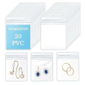 HOMEHIVE Travel Jewelry Bags, 20Pcs Clear Travel Jewelry Organizer, Portable Anti Tarnish Jewelry Storage Pouch Bag Gift for Women Girl, 20Pcs Bags