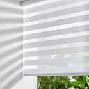 Persilux Cordless Zebra Blinds for Indoor Windows, Free-Stop Zebra Blinds Cordless, Light Filtering Sheer Shades Dual Layer for Day and Night, Zebra Roller Shades for Home (30.5" W X 64" H, White)