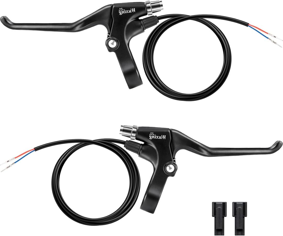 Brake Levers for Electric Bike or E Scooter, Brake Lever Handle Bar Grips 2 Wires Left & Right Bike Replacement Parts (1 Pair), 1.2m Cable Length