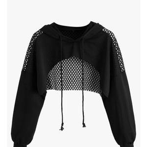 SweatyRocks Women's Casual Solid Cut Out Front Long Sleeve Pullover Crop Top Sweatshirt