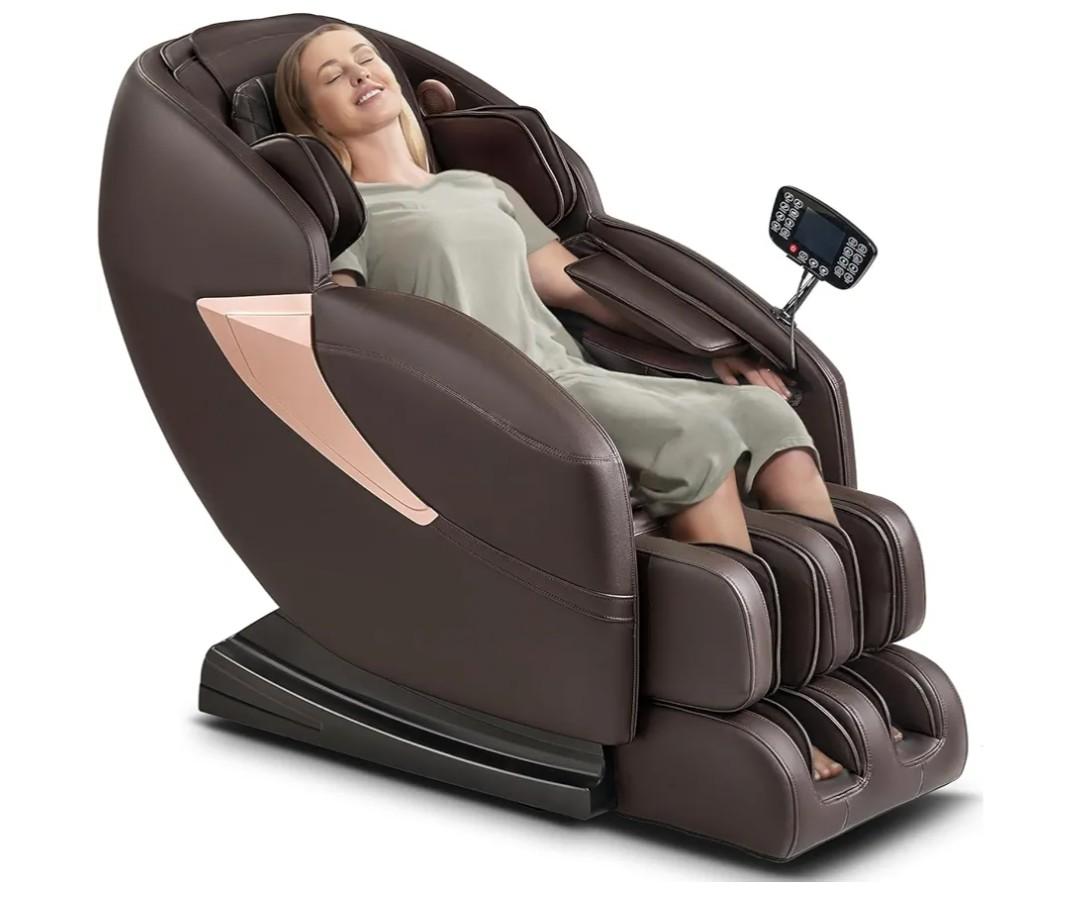 Mazzup Massage Chair, 3D Massage Chair Full Body, Zero Gravity Shiatsu Recliner W/Heating, SL Track, Wireless Charger, Bluetooth Speaker, Foot Rollers, 12 Auto Modes Air Compression