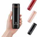 Small Thermo Bottle Slim Mini Vacuum Insulated Water Bottle 285ml/9.6oz Water Flask Stainless Steel Thermal Water Bottles Thermo for Hot and Cold Drinks Perfect for Purse or Kids Lunch Bag(Black)