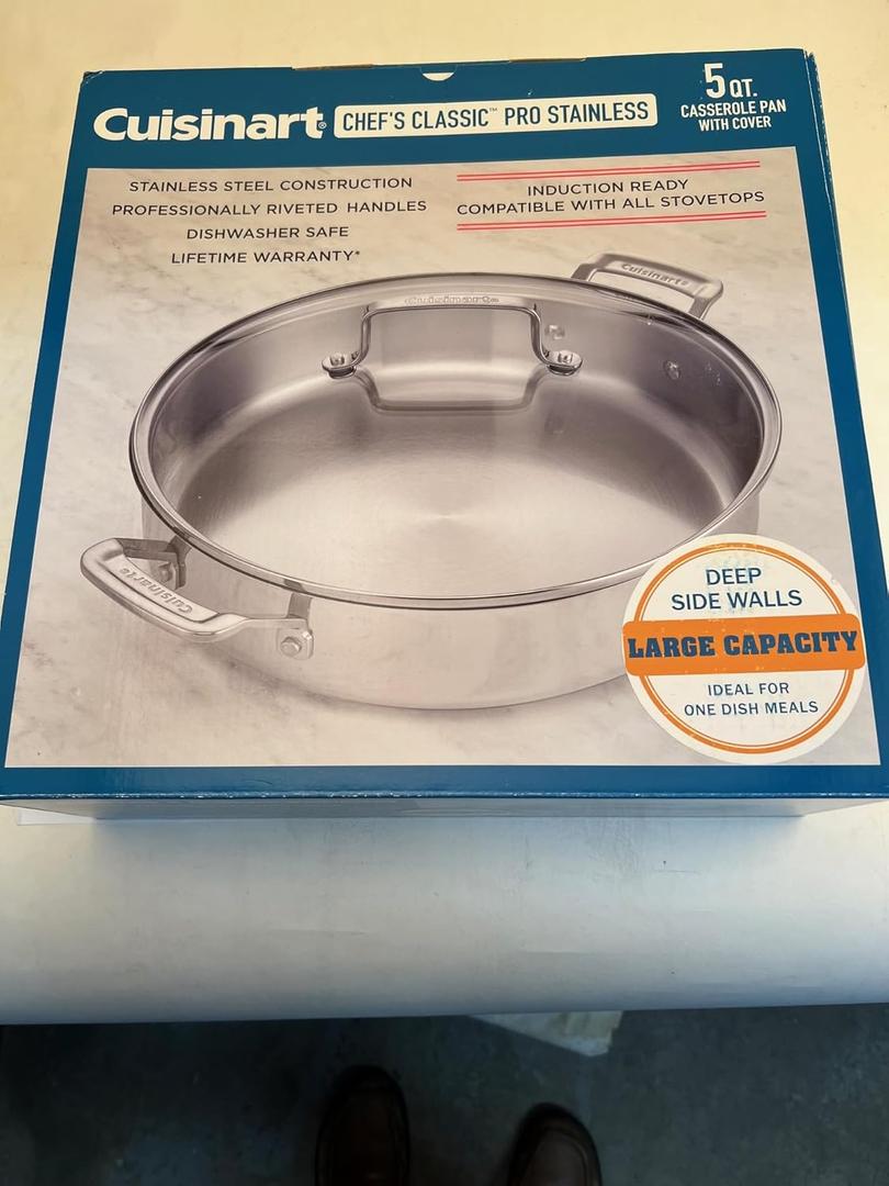 Cuisinart 5 QT CASSEROL PAN WITH COVER, Stainless, V17882