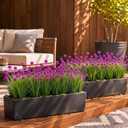 6 Pcs 3 Ft Artificial Tall Grass Plant with Purple Ball Flower for Outdoor