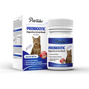  Probiotics for Cats Digestive Enzymes with Prebiotics for Gut Health, Constipation & Diarrhea Relief, Immune & Itch Support Best By: 06/06/2026