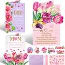 12 Pack Mother's Day Cards Bulk 3D Happy Mothers Day Card Making Kits with Envelopes Stickers Ribbon and Tulip Cutout Handmade Gifts for Mom Wife Daughter Women Friends