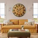 Vantic Farmhouse 30 Inch Extra Large Decorative Wall Clock with Metal Circlee, Oversized Wood Wall Clock with Large Arabic Numeral for Living Room, Bedrooms and Offices, Silent and Battery Operated