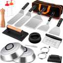 Griddle Accessories Kit, Joyfair 18Pcs Flat Top Grill Accessories for Blackstone, Stainless Steel Hibachi Griddle Tool Set with Spatula, Basting Cover Burger Press for Outdoor BBQ (ABS Handles)
