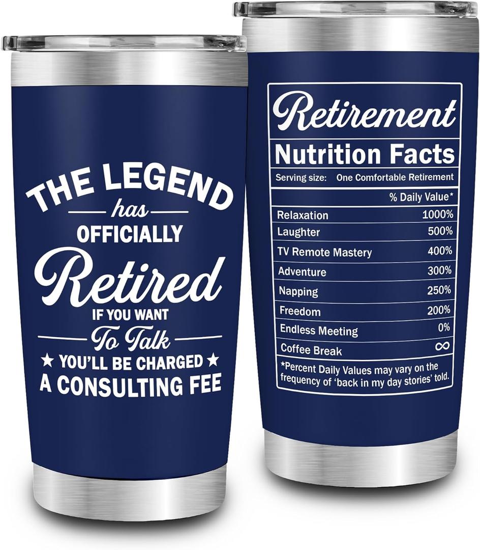 Retirement Gifts for Men - The Legend Has Retired - Retired Tumbler for Dad, Him, Man, Boyfriend, Husband - 20 Oz Tumbler Best Gift for Retirement Men, Fathers Day, Birthday, Christmas Gifts