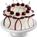 Chunful 24 Pcs Burgundy Cherry Cake Decorations and Bow Fake Cherries Cake Toppers Artificial Fruit Decor for Birthday Party Decorations Valentines Bridal Wedding Party Supplies (Dark Red)