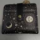 Sun and Moon Rfid Women Wallet, Small Slim Thin Credit Card Wallet, PU Leather Bifold Cash Zipper Coin Pocket ID Window for Female Ladies Teen Girls Girly