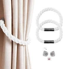 Strong Magnetic Curtain Strap Twisted Rope Design, Suitable for Living Room Home Decoration(2pcs White)