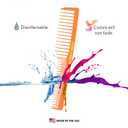 Allegro Combs 6000 Wide Tooth Teasing Lift Vented Hair Combs Space Tooth Barber Stylist Curly Hair Parting Made In The USA 6 Pcs. (Neon Orange)